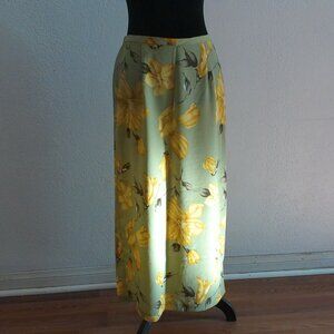 Women's summer Light green with yellow floral Maxi skirt